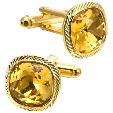 Jonwo Yellow Zircon Cufflinks for Men Cover
