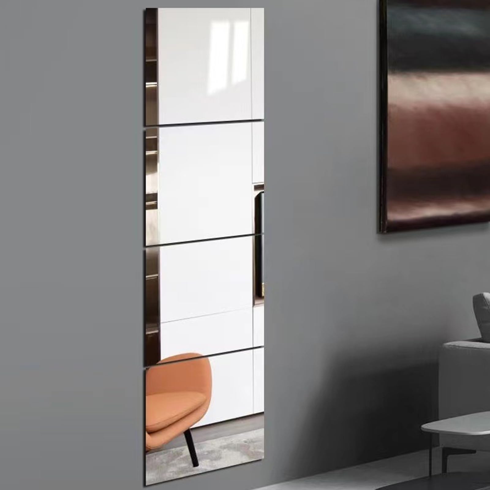 6 specchi autoadesivi in acrilico, 40 x 30 cm, grandi specchi in plastica senza cornice, 2 mm, piastrelle a specchio ispessite per bagno, camera da letto, soggiorno