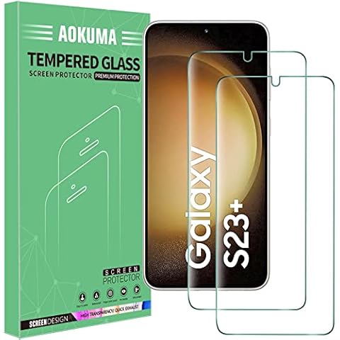 AOKUMA Tempered Glass for Samsung Galaxy S23 Plus Screen Protector, [2 Pack] Premium Quality Guard Film, Case Friendly, Shatterproof, Shockproof, Scratchproof oilproof Cover