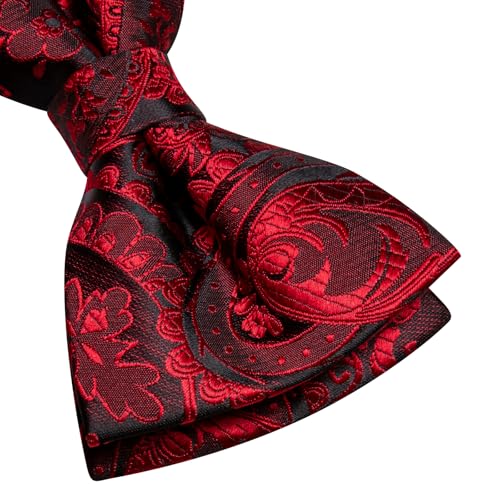 Image of Hi-Tie Bow Ties for Men Pre-Tied Pocket Square with Cufflinks Mens Bowtie Sets for Wedding Formal Party