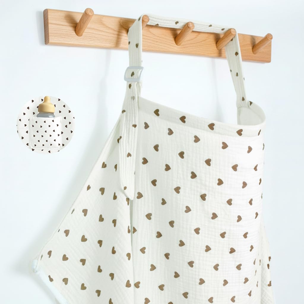 MUGVELL Muslin Nursing Covers for Breastfeeding, Arch Neckline Breast Feeding Covers for Women, Moms Privacy Breathable Summer Nursing Apron, 43.3" x