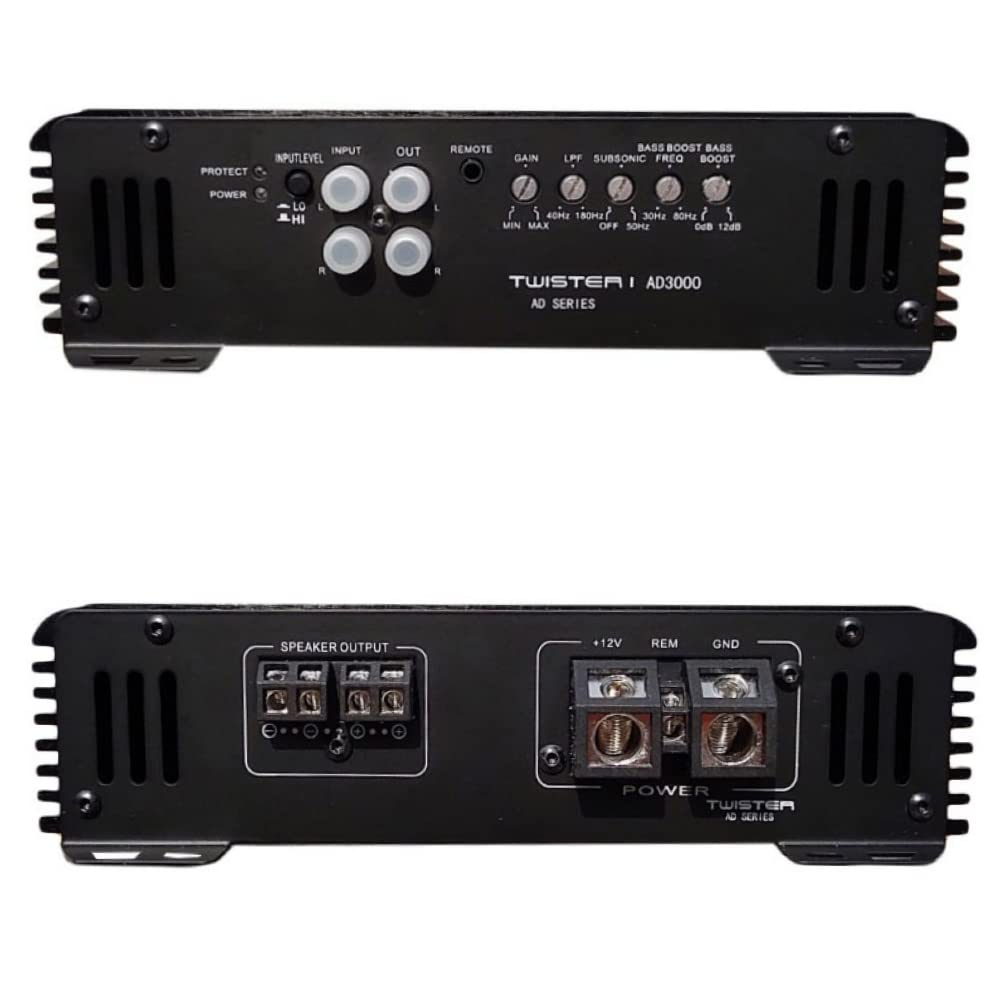 XPL Amplificatore AD3000 1 Canale 3000 Watt RMS Stabile a 1 Ohm Specifico per Subwoofer Classe D con Controllo Remoto Incluso e Filtro Subsonico