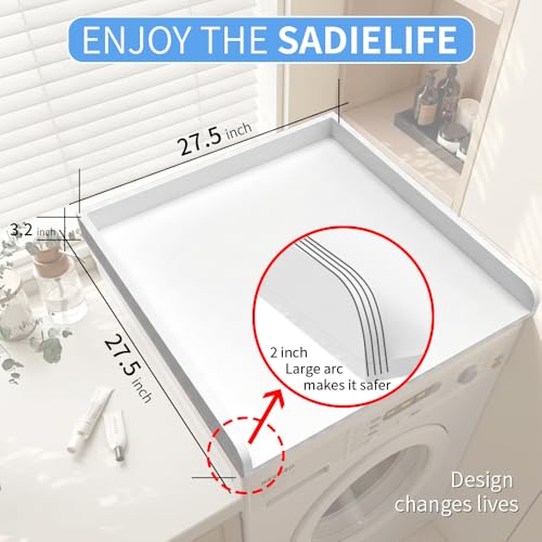 Image of Washer Dryer Countertop Only, 27.5 inch x 27.5 inch Laundry Room Countertop for Folding, Washer and Dryer Countertop Single with Non-Slip Pads, Easy Install Washer and Dryer Topper with Edge Rails White