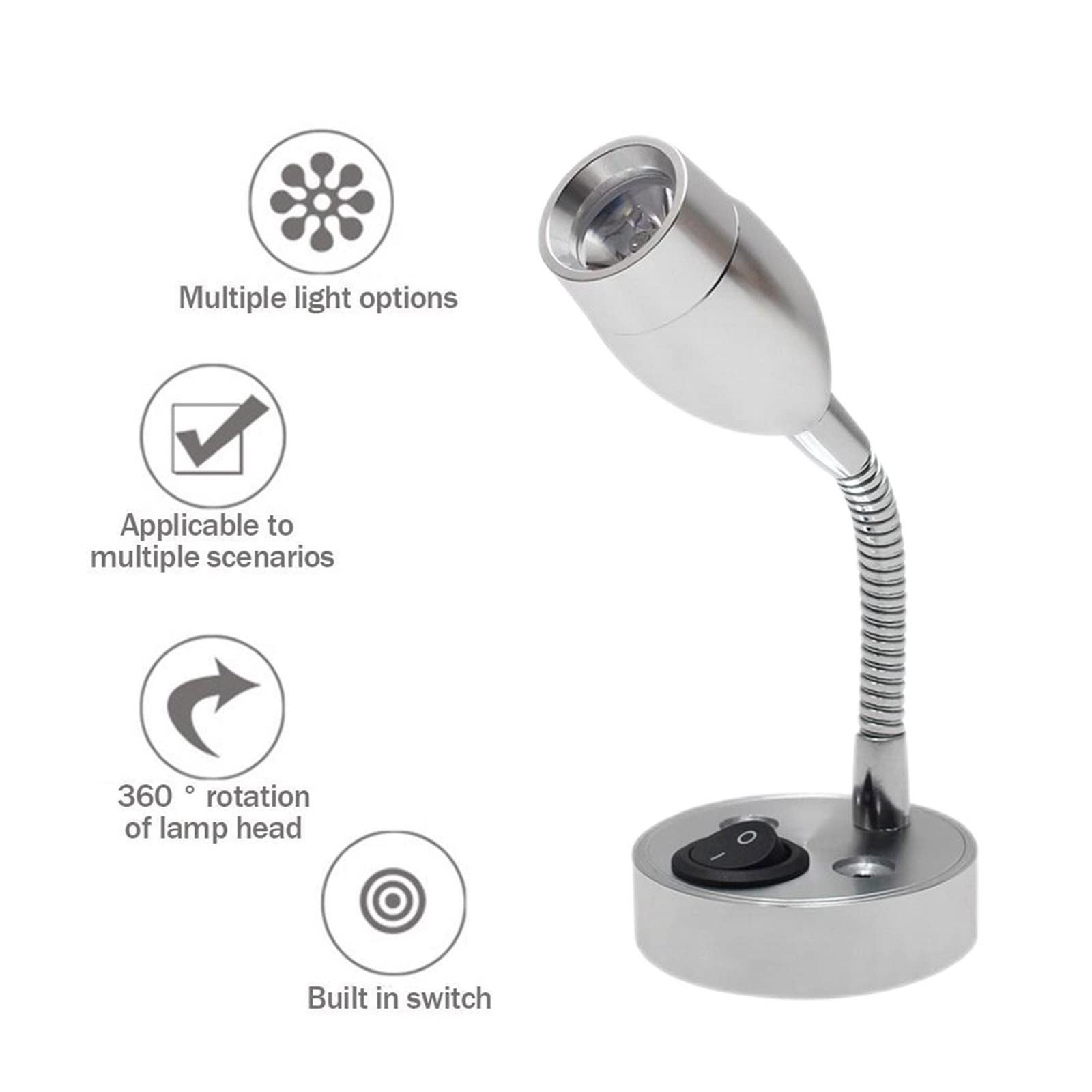 24 V/12 V RV Illuminazione LED Luce del Punto Caldo Car Interior Yacht Lampada Da Lettura A Led Interruttore Camper for Van Caravan VAN Barca,Risparmio di spazio compatto(C)