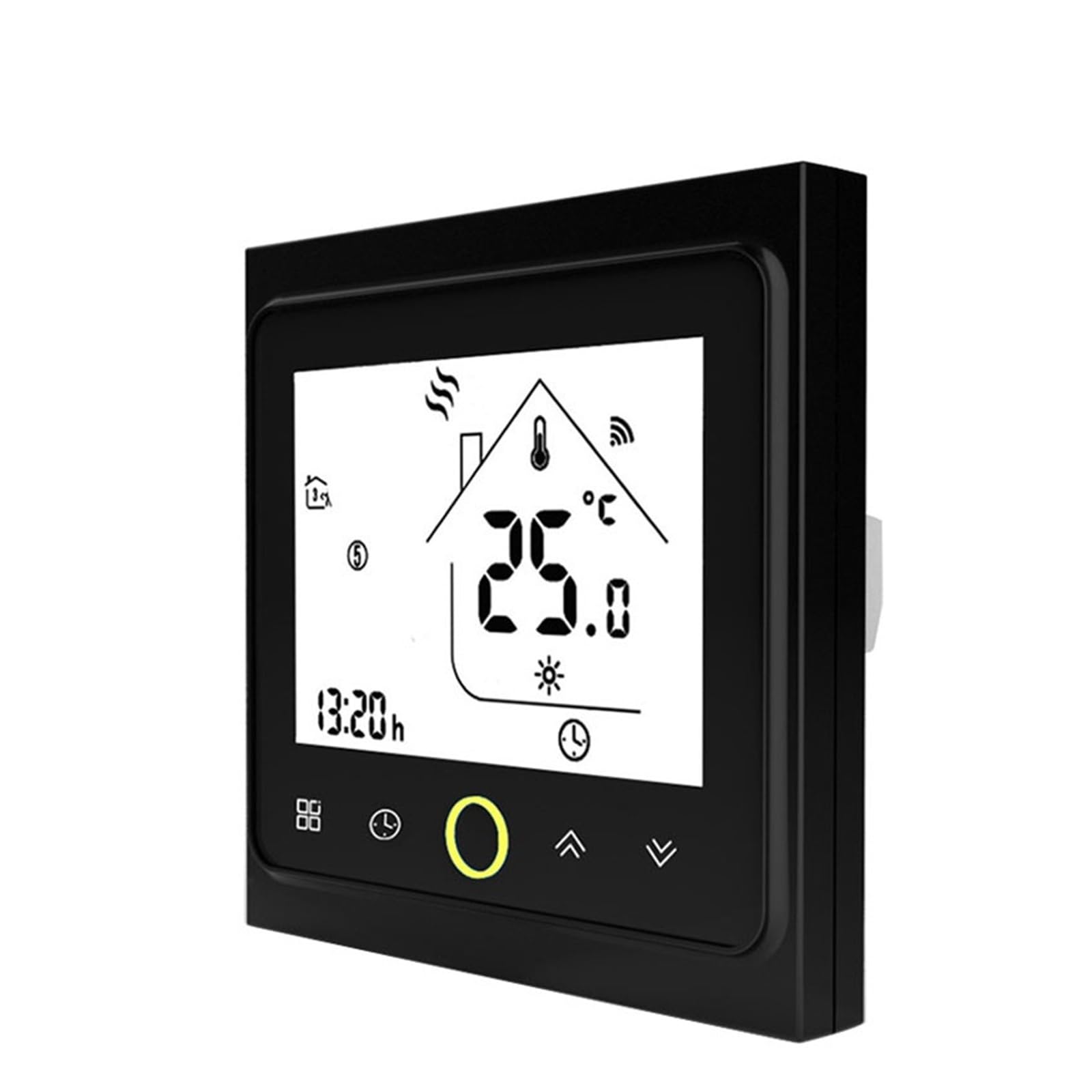 Inteligentny termostat, 2 4-rurowy inteligentny klimatyzator centralny WiFi termostat 3-biegowy regulator temperatury jednostki wentylatora(Nero)