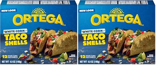Ortega Taco Shells, White Corn, 4.9 Ounce,12 Shells (Pack of 2)