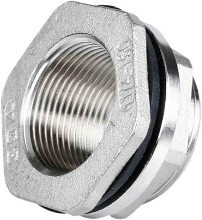 1/4" 3/8" 1/2" 3/4" 1" 1.5" 2" BSPT Female Short 316L 304 Stainless Steel Bulkhead Lock Pipe Fitting Union Water Tank Aquarium(SS316L,1/2")