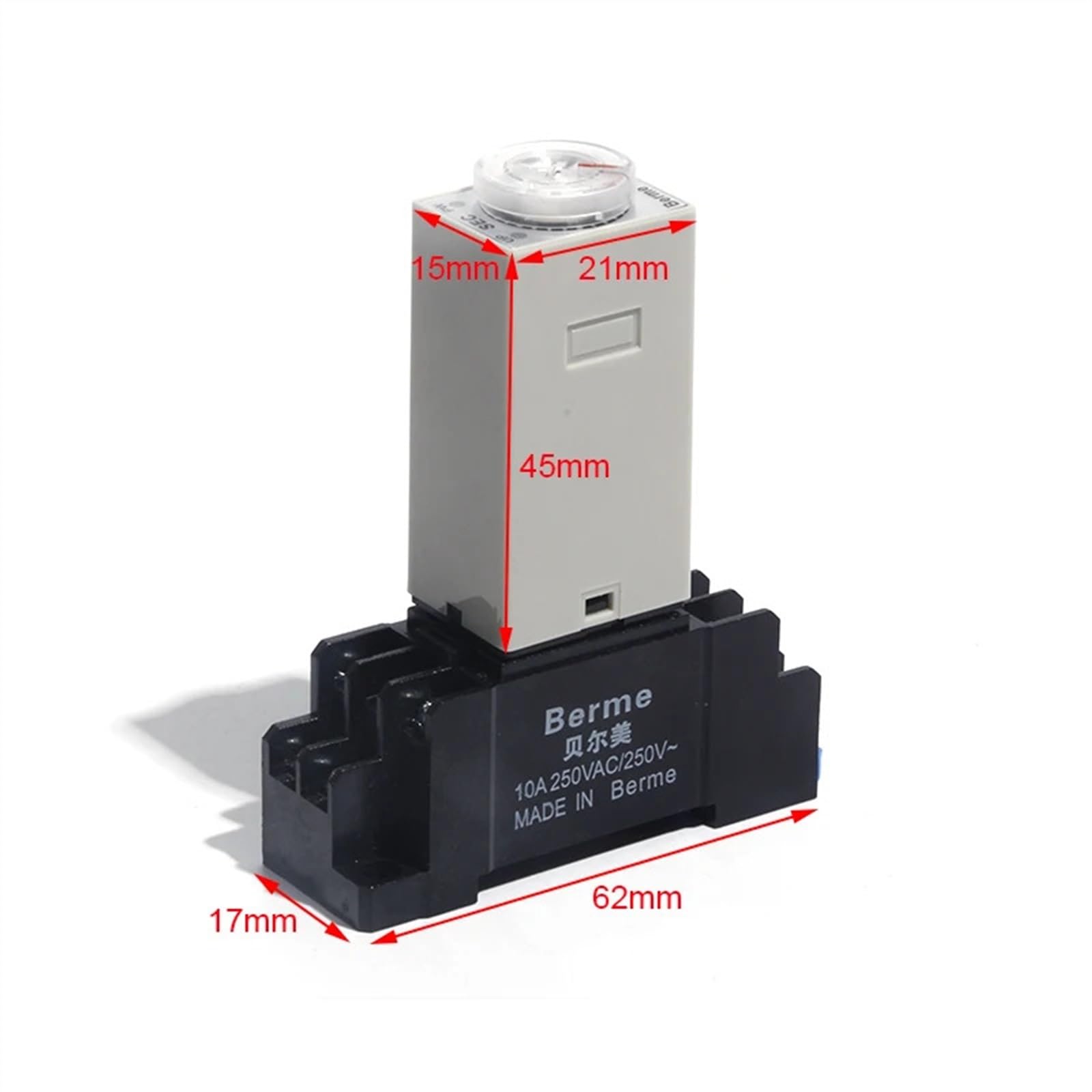 Relé de tiempo H3Y-2, relé temporizador AC110V con enchufe, rango de juego de 8 pines, temporizador de retardo de apagado de 1 segundo a 60 segundos con base(Size:60Seconds)