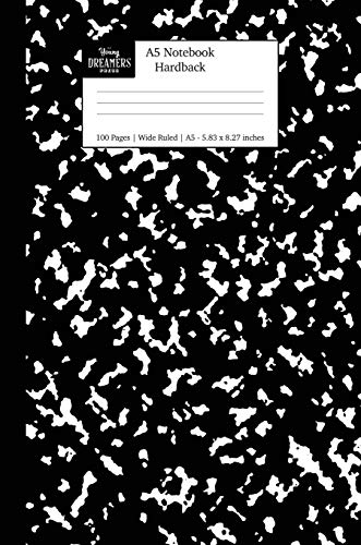 A5 Notebook Hardback: Black Marble Wide Rule Journal (A5 Lined Hardback Books) image 3