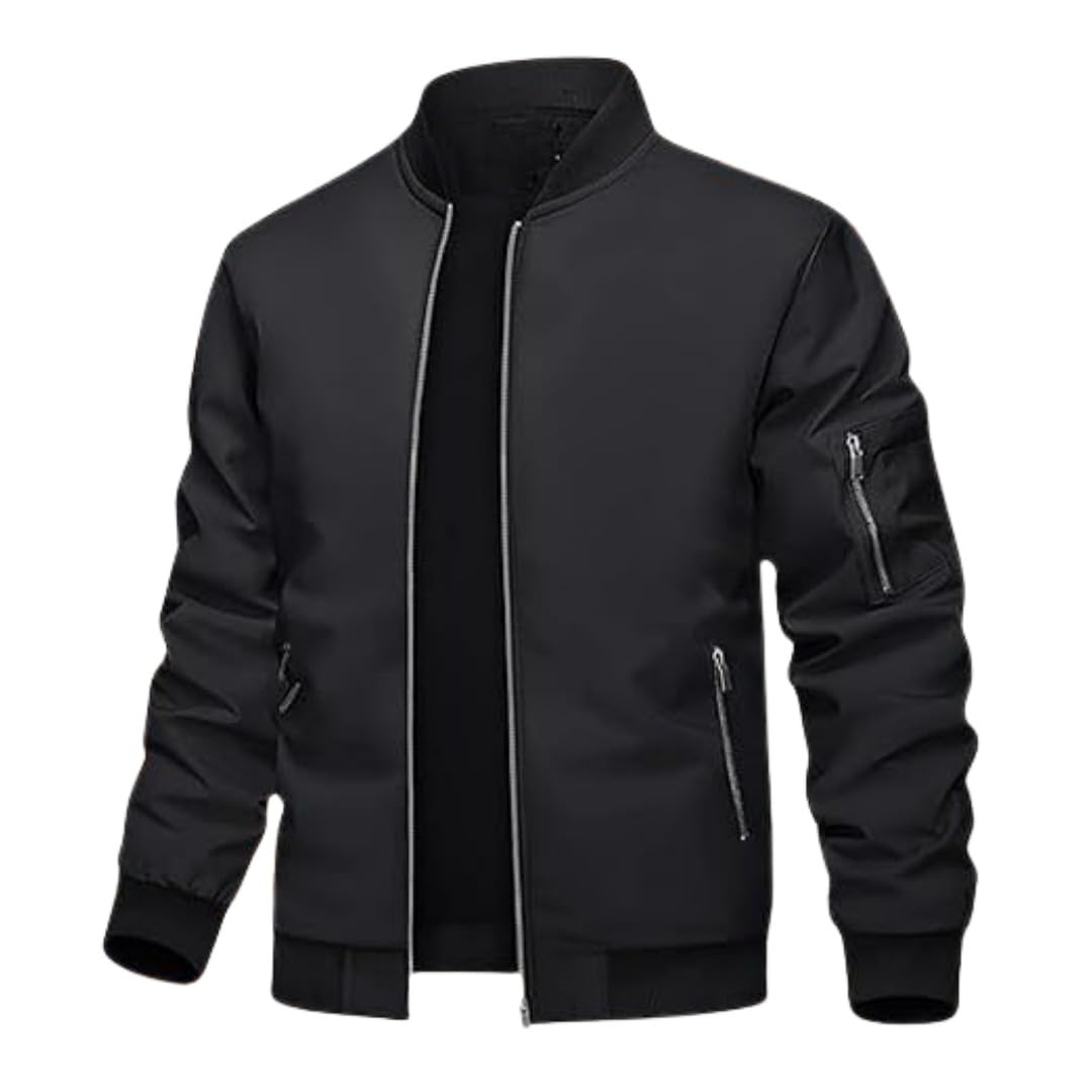 caraba Men's Bomber Jacket, Lightweight Transition Jacket, Aviator Jackets, Spring, Autumn Blouson with Pockets-picture-22