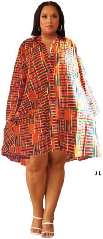 African Kente Blouse Dress with Head Scarf, Ankara Women's Dress with Kente Stole, Afrocentric Woman Coat Dress