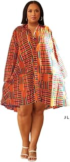 African Kente Blouse Dress with Head Scarf, Ankara Women's Dress with Kente Stole, Afrocentric Woman Coat Dress