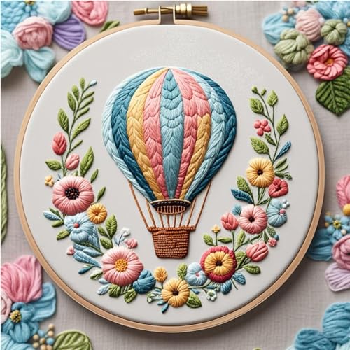 Image of AEDNX 3 Pack Beginner Embroidery Kit DIY Cross Stitch Kit for Adults with Cute Flowers Patterns Includes 3 Embroidery Hoops Detailed Instructions Complete Accessories