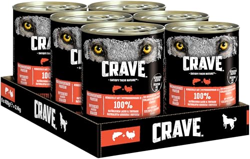 Crave Adult Hundenassfutter Pastete mit Lachs & Truthahn, 6 Dosen, 6x400g – Premium Hundefutter nass mit hohem Proteingehalt und ohne Getreide, hergestellt mit 100 Prozent natürlichem Lachs & Truthahn