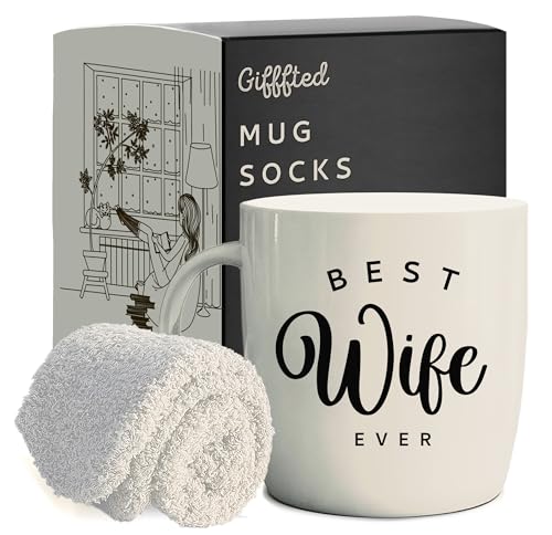 Triple Gifffted Worlds Best Wife Ever Coffee Mug and Socks Gifts For Women From Husband For...