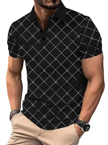 Image of Noble Monk Men's Regular Fit Polo T Shirt |Half Sleeves |Geometric Pattern | Stylish T-Shirt for Men's