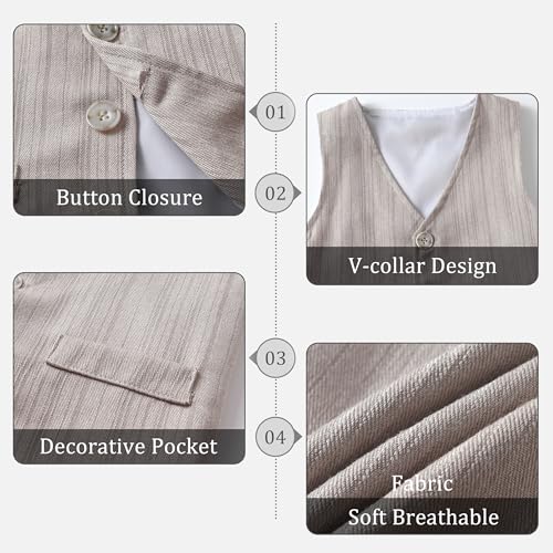 Image of Volunboy Toddler Suit Boys Formal Wedding Guest Dress Outfit | graduation dress clothes, gentleman ring bearer bowtie outfit, back-to-school pants set, birthday photoshoot dressy outfit