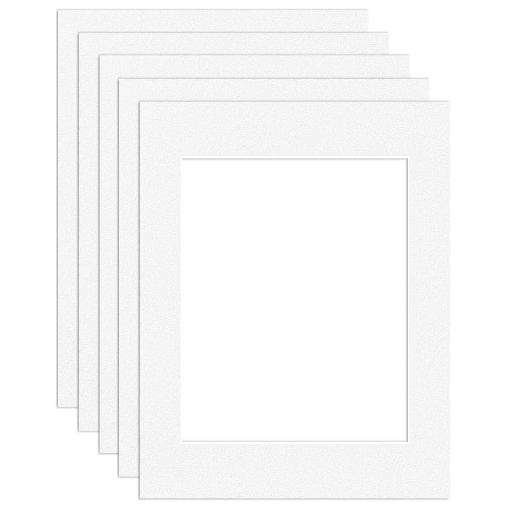 Procut Global 14x11" White Picture Mounts Board to Fit 8x10" Aperture Size - Photo Mount Card Ideal for Prints, Artwork, Crafts & Certificates - Sizes & Colors Available - Pack of 5 โ image 1