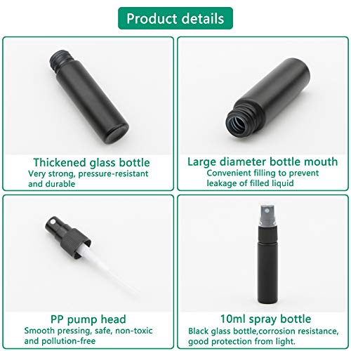 Image of 10pcs Black Glass Spray Bottles 10ml (1 /3oz) Sprayer Bottles Sample Perfume Fine Mist Atomizer Sprayer Vials Tubes Containers for Essential Oils Scent Cosmetic