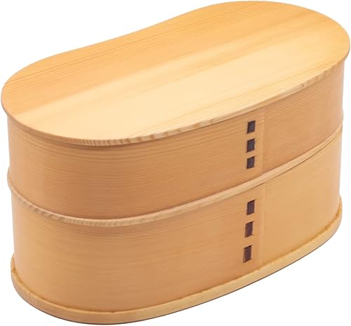 Wakayama Wappa Bento Box Store A-60-273448 Magewappa, Wooden, 6.7 x 3.5 inches (17 x 9 cm), 2-Tier, Bean-Shaped, Natural