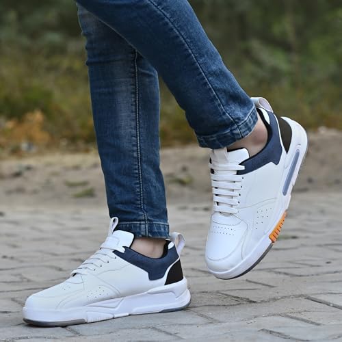 Image of Cruiser Men's Casual Sneakers | Color Block Lace Up Shoes | Minimalist Design, Flat Laces Padded Collar Sneaker & Multi Panel Platform Sole | Lightweight Casuals for Work & Outings (2672)