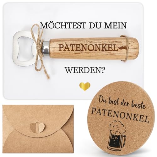 Patenonkel Fragen Flaschenöffner Holz Bester Patenonkel Geschenk Möchtest du Mein Patenonkel Werden Karte Untersetzer Holz Bieröffner Vatertag Taufe Geschenke für Taufpate Männer