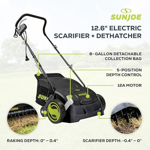 Image of Sun Joe Electric Dethatcher & Scarifier, Corded, with 8-Gal Bag, AJ801E