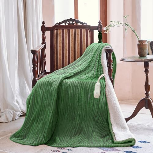 Heated Blanket Electric Blanket Throw 50”X60”-Heating Throw with 5 Heat Settings-3 Hours Auto Off,ETL Certified,Machine Washable (Emerald Green)