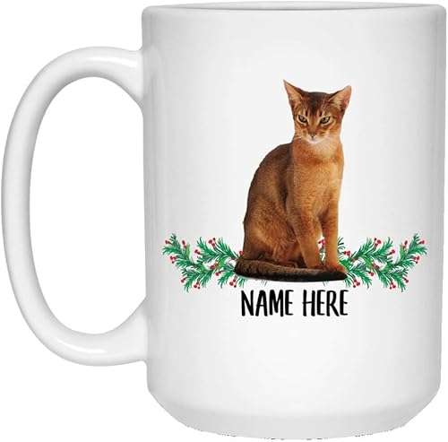 Taza de café personalizada con nombre de gato abisinio Ruddy, color blanco, 13.0fl oz