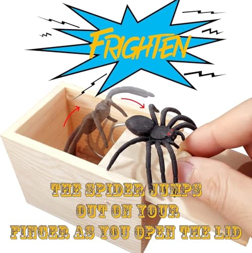 Tccydm 2PCS Spinne In Box Spinne Streich-Box Holz Streich Spinne Spinnen Prank Box Holz Prank Spider Scare Streich, für Kinder Erwachsene Party Favors Gifts