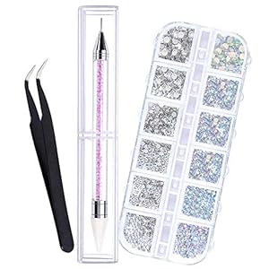 1500 stuks strass steentjes – 6 maten platte achterkant edelstenen, kristallen AB steentjes nail art edelstenen en…