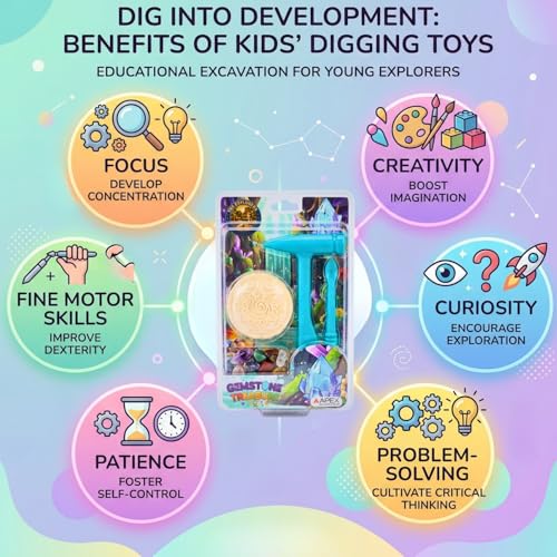 Image of APEX Gemstone Treasure Excavation Kit for Kids | DIY Dig & Discover Crystal Mining Toy Set with Hammer & Chisel | Educational STEM Learning Activity Game for Boys & Girls | Birthday Gift Age 3+
