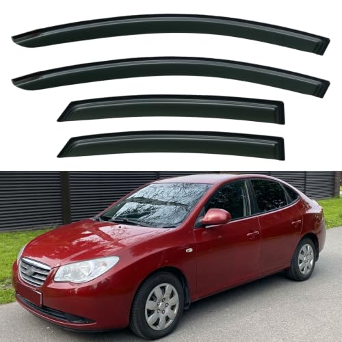 Image of Window Visors Rain Guards for 2007 2008 2009 2010 Hyundai Elantra, Out-Channel Window Vent Wind Deflectors Visors Shades for 07 08 09 10 Elantra