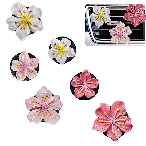 Cute Car Air Fresheners Vent Clips 6 PCS Flower Air Vent Clips Pink Car Accessories Interior Aesthetic Women Automobile Air Conditioning Vents Decorations