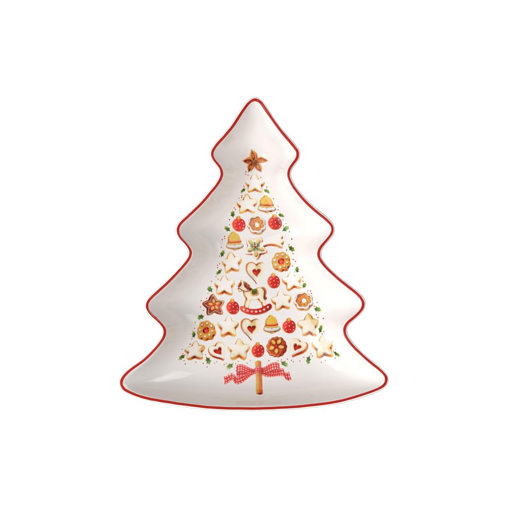 Villeroy & Boch – Winter Bakery Delight Schale Rot, Mikrowellensicher, Weihnachtsgeschirr, Tannenbaum Schale Weihnachten, Geschirr Weihnachten Toys, Plätzchenteller, Weihnachtsdeko, Premium Porzellan