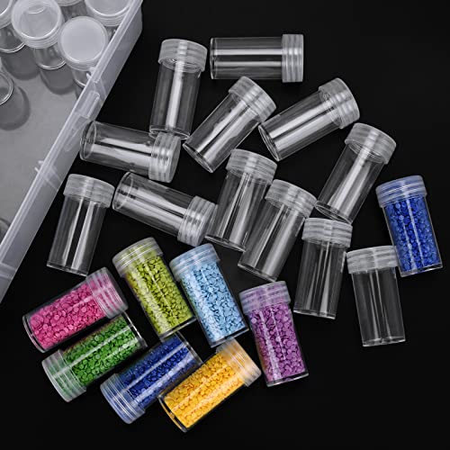 Diamond Painting Aufbewahrungsbox,60 Runde Kunststoff Dosen Diamant Stickerei Box,Perlen Nagel Kunst Aufbewahrung Behälter Malerei Zubehör DIY Basteln Schmuck Strass mit Stickers und Trichtern