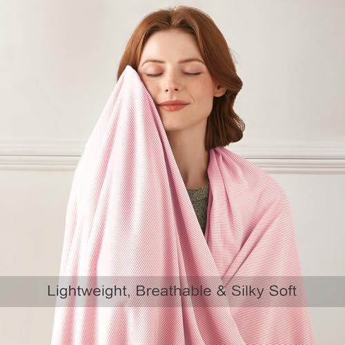 Image of COOVA Cooling Blanket for Hot Sleepers,Lightweight Summer Cold Thin Blanket for Night Sweats and Hot Flashes,Breathable Soft Blanket for Bed Couch Sofa,(Pink,90x108 inches)