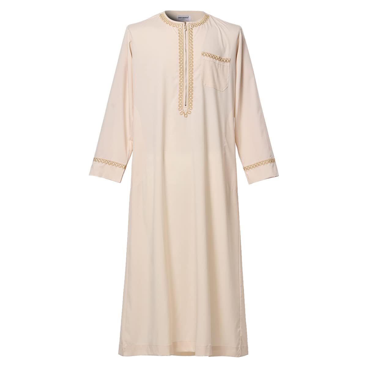 Caftano Uomo Lungo Arabo, Abbigliamento Arabo Uomo Costume Musulmano Stampa Caftano Islamico Royalty Dubai Robe V Scollo A Maniche Lunghe Retro Tuniche Abaya Sciolto Senza Bottone Costume Islamico
