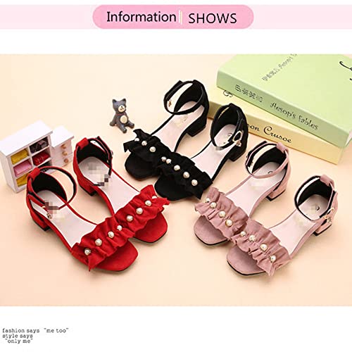 Little Big Girls Flower Pearl Middle High Heel Princess Sandals Kids Shoes Dress Platform Open Toe Summer Sandals4