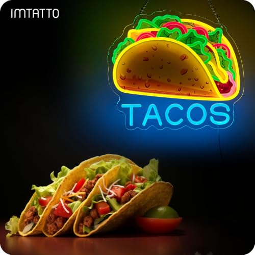 Image of Tacos Neon Sign for Wall Decor Taco Open LED Lights for Mexican Restaurant