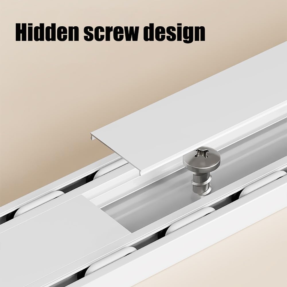 Doppio Binario per Tende invisibili, Binari Tende Heavy Duty scorrevoli a soffitto, Kit Binario in alluminio personalizzabile 60 bis 680 CM per finestre, doccia, divisorio(White,1.3m(4.3ft))