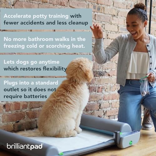 BrilliantPad Smart Indoor Dog Potty for Small Pets | Self Cleaning with Odor Control, AI Health Monitoring, Puppy Training Alternative to Grass Turf | Includes 1 Absorbent Pad Roll & Smartphone App