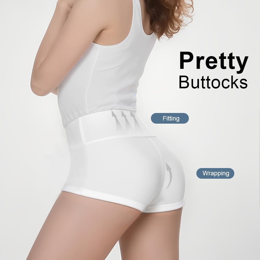 Short de Cintura Alta para, Pantalon Corto Elásticos Antirozaduras Hotpants, Mallas Push Up, Pantalón Corto Shorts Deportivos Mujer para Yoga, Gimnasio, Ciclismo