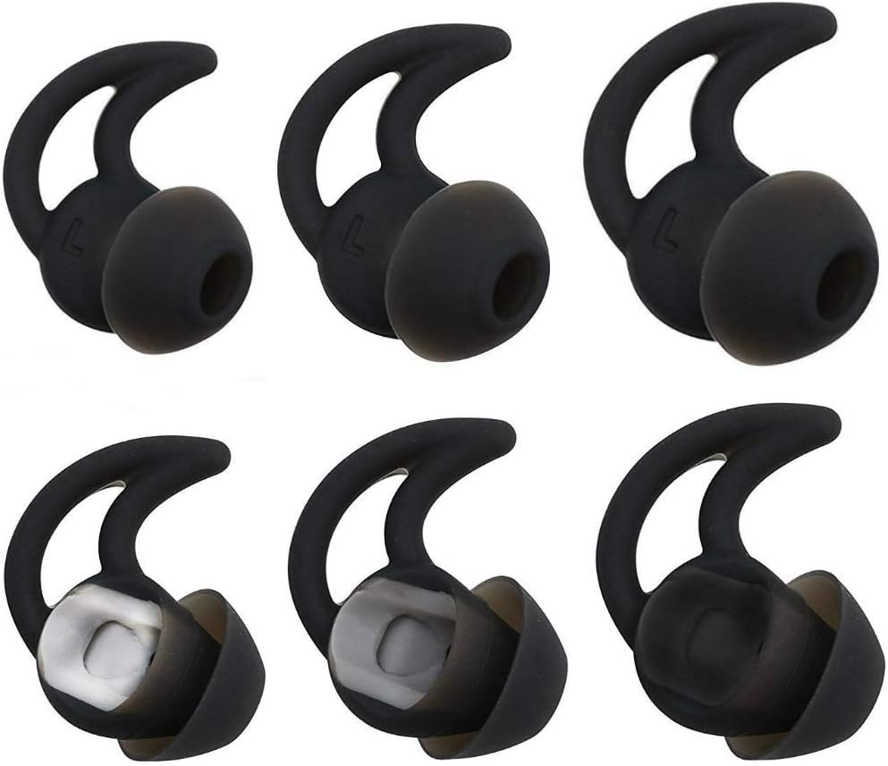 Bose Replacement Noise Isolation Silicone Earbuds/Earplug Tips 3 Pairs Size S M L for Bose Earphones Fit Bose QC20 QuietControl 20 QC30 SIE2 IE3 Soundsport Wireless Earphones (Black)