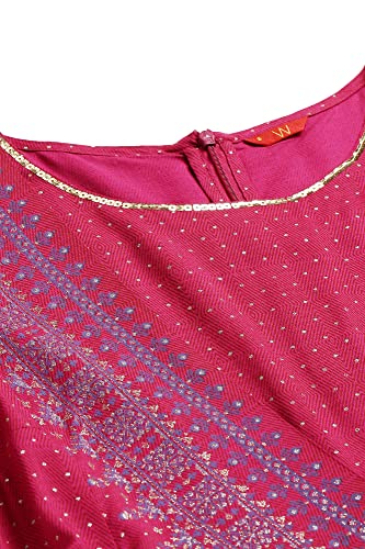 Image of W Womens for Woman Dark Pink Liva Eco Mock Layer Embellished Jumpsuit