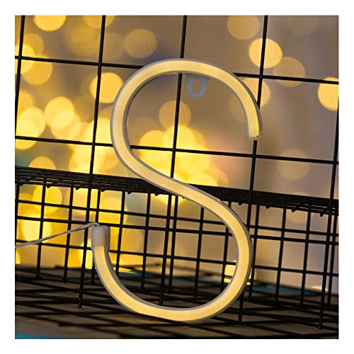 Image of Warm White LED Neon Word Signs - Battery /USB Operated Neon Letter Alphabet Signs for Girls' Room, Wedding, Birthday Party, Christmas Home (S)