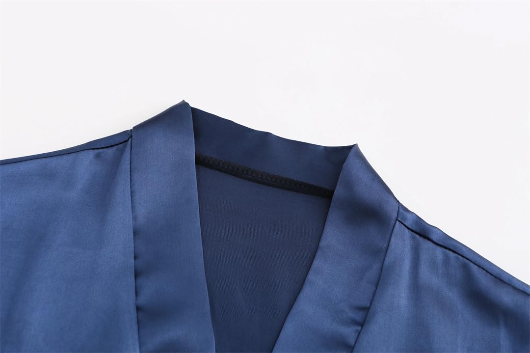 Yeuyyben Blu Navy Accappatoio Sposa Raso Robe Donne Sposarsi Sposa Partito Sorelle Madre Matrimonio Damigella d'onore Abiti