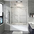 UTEIWF Shower Doors Frameless 56-60" W x 60" H Width Adjustable Double Sliding Glass Door 3/8"(10mm) Easy Clean Stainless Steel Hardware (Chrome)