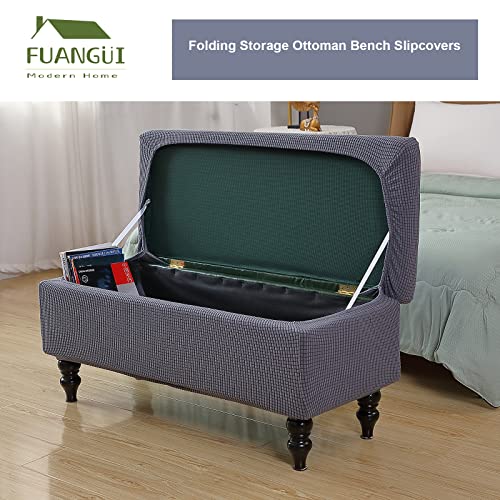 Image of FUANGUI Ottoman Cover Stretch Storage Ottoman Bench Slipcover Printed Folding Storage Bench Ottoman Cover Footrest Stool Slipcover Footstool Protector Cover with Elastic Bottom,Medium