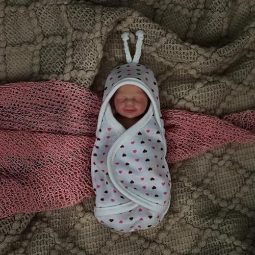 Muñeca bebé reborn silicona mini 11.43 cm con accesorios miniatura 2